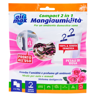 Освіжувач в гардероб вологопоглинаючий AIR MAX mangiaumidita gr50x2 petali di rosa 7966 фото