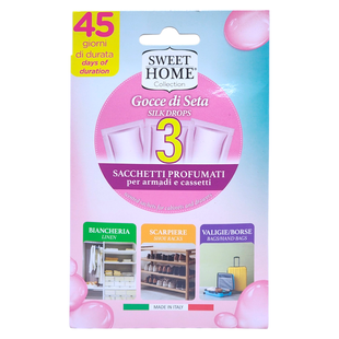 Освіжувач в гардероб SWEET HOME sacchetti profumati 3pz gocce di seta 8570 фото