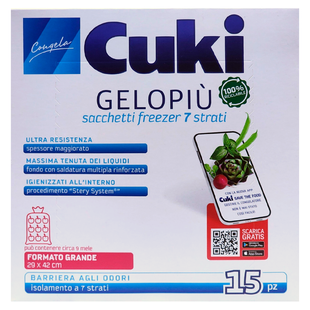 Пакети для заморожування харчових продуктів CUKI sacchetti freezer grande cm 29x42 lt 6,0 15 pezzi 8572 фото