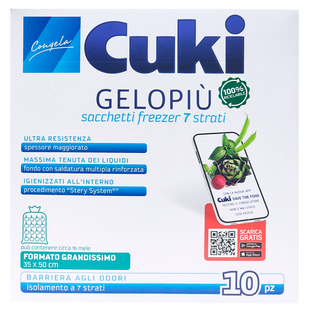 Пакети для заморожування харчових продуктів CUKI sacchetti freezer grandissimi maxi cm 35x50 lt 11 10 pz 8573 фото