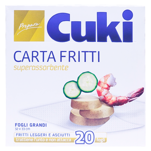 Папір кухонний абсорбуючий CUKI carta per fritti 32x33cm 20 fogli 8577 фото
