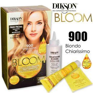 Фарба для волосся n.900 дуже світло-русявий bloom DIKSON 900 biondo ch.mo crema colorante 5155 фото