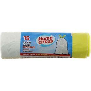 Пакети для сміття з затяжками для ванної кімнати 10 л. HOME CIRCUS sk bagn.35x42 c/tir. 15 шт. 5721 фото