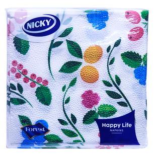 Серветки столові NICKY tovaglioli 33x33 1 velo 70 pz happy life decori misti 8260 фото