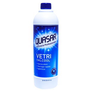 Засіб для чищення скляних поверхонь запаска QUASAR 580 ml ric. vetri classico con alcool 8263 фото