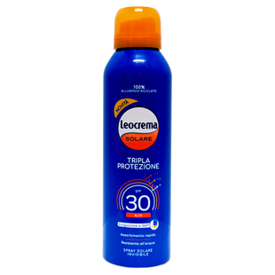 Спрей сонцезахисний LEOCREMA solare bombola spray tripla protezione ml 150 spf 30 resistente allacqua 7613 фото