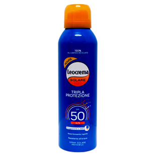 Спрей сонцезахисний LEOCREMA solare bombola spray tripla protezione ml 150 spf 50 resistente allacqua 7614 фото