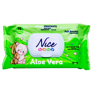 Вологі серветки дитячі NICE salviettine baby 72 pz aloe vera pelli sensibili 8524 фото