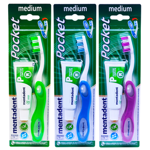 Дорожній набір зубна щітка розкладна / зубна паста MENTADENT spazz.pocket + dentifricio 15 ml 8359 фото