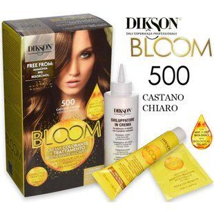 Фарба для волосся n.500 світло-каштановий bloom DIKSON 500 castano chiaro crema colorante 4748 фото