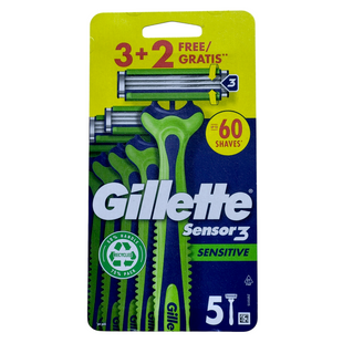 Бритва для гоління з незмінним лезом для чутливої шкіри GILLETTE sensor tre rasoi u.g sensibili 5 шт. 6832 фото