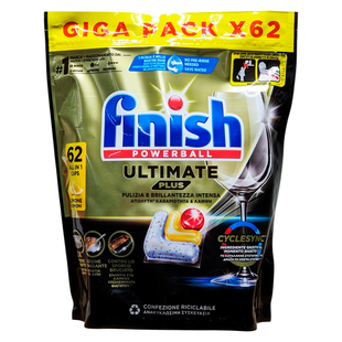 Капсули для посудомийної машини FINISH tabs ultimate plus tab. 62 lemon 7068 фото