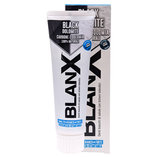 Зубна паста відбілювання та свіжість з активованим вугіллям BLANX dent.dolomite blk 75 мл. 7733 фото