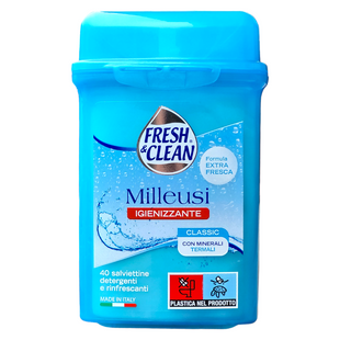 Вологі серветки освіжаючі fresh&clean salviet.milleusi x 40 classiche 40 шт. 3180 фото