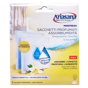 Освіжувач в гардероб вологопоглинаючий ARIASANA minifresh sachetti profumati assorbiumidita 2 pz coccole di vaniglia 7943 фото